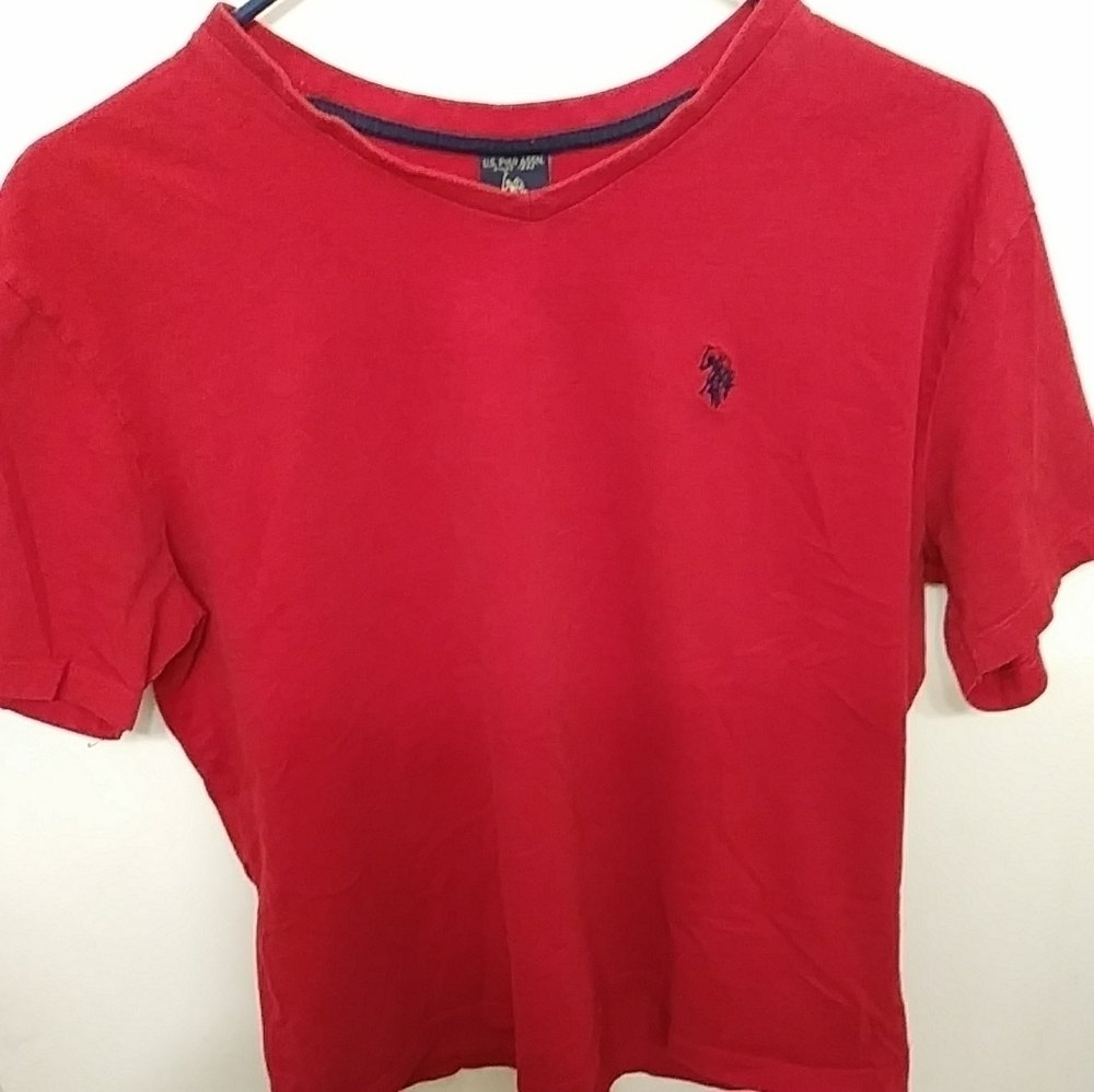 Us polo  shirt Mens red medium short sleeve